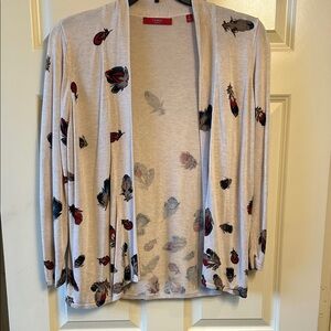 Cyrus Feather Pattern Cardigan - Cream and Black